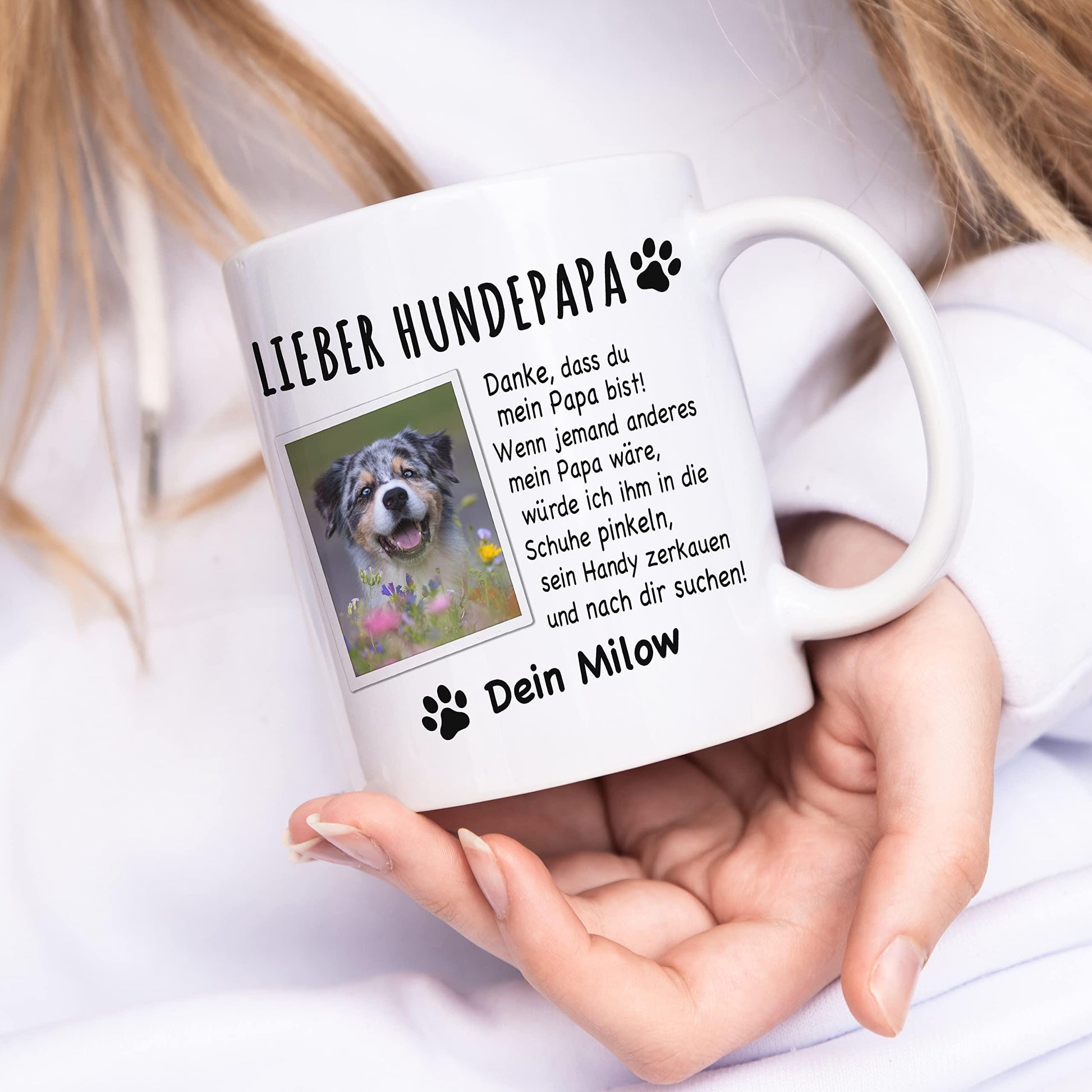Hundepapa Tasse Hund personalisiert mit Foto Hundebesitzer Geschenk Hundeliebhaber Hundetasse lustig