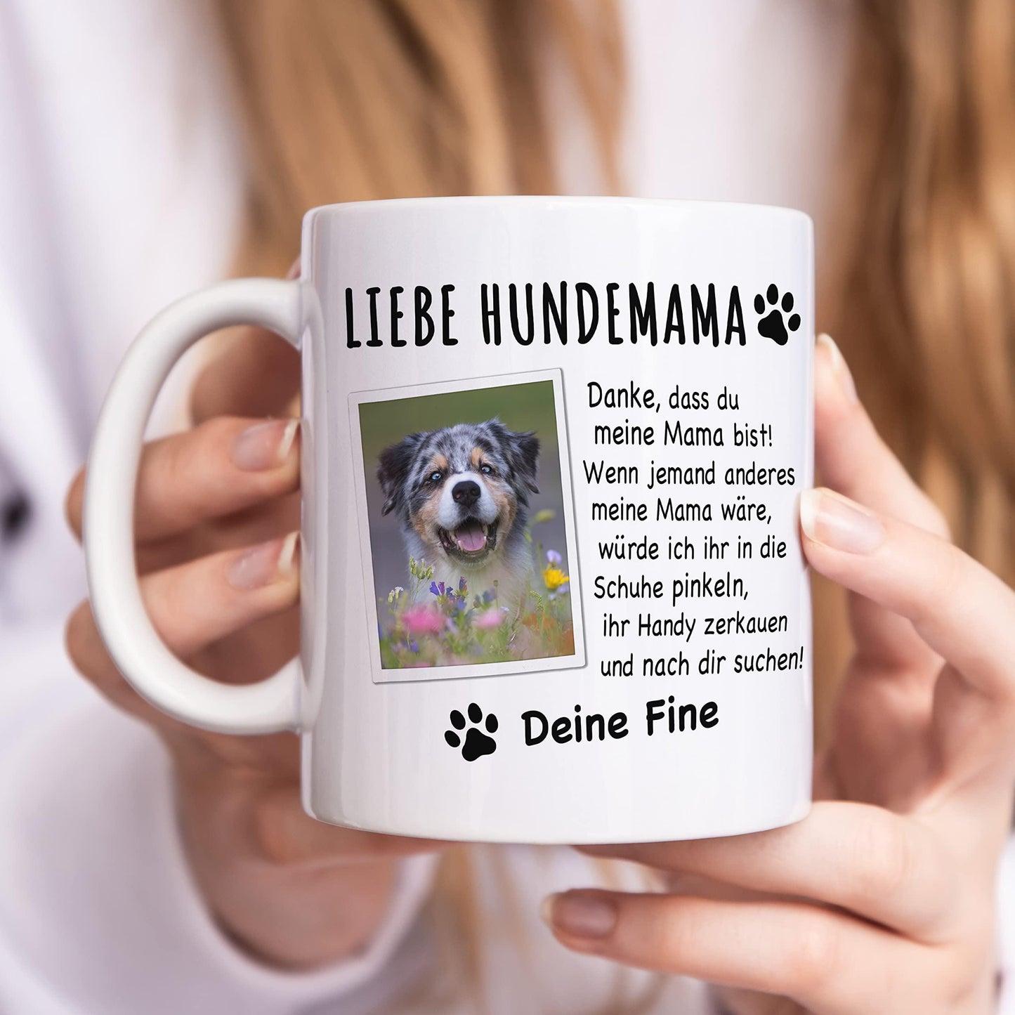 Hundemama Tasse Hund personalisiert mit Foto Hundebesitzerin Geschenk Hundeliebhaberin Hundetasse lustig