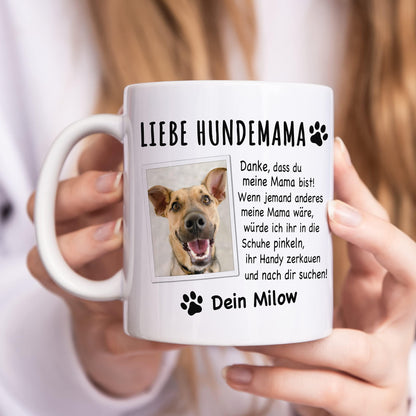Hundemama Tasse Hund personalisiert mit Foto Hundebesitzerin Geschenk Hundeliebhaberin Hundetasse lustig