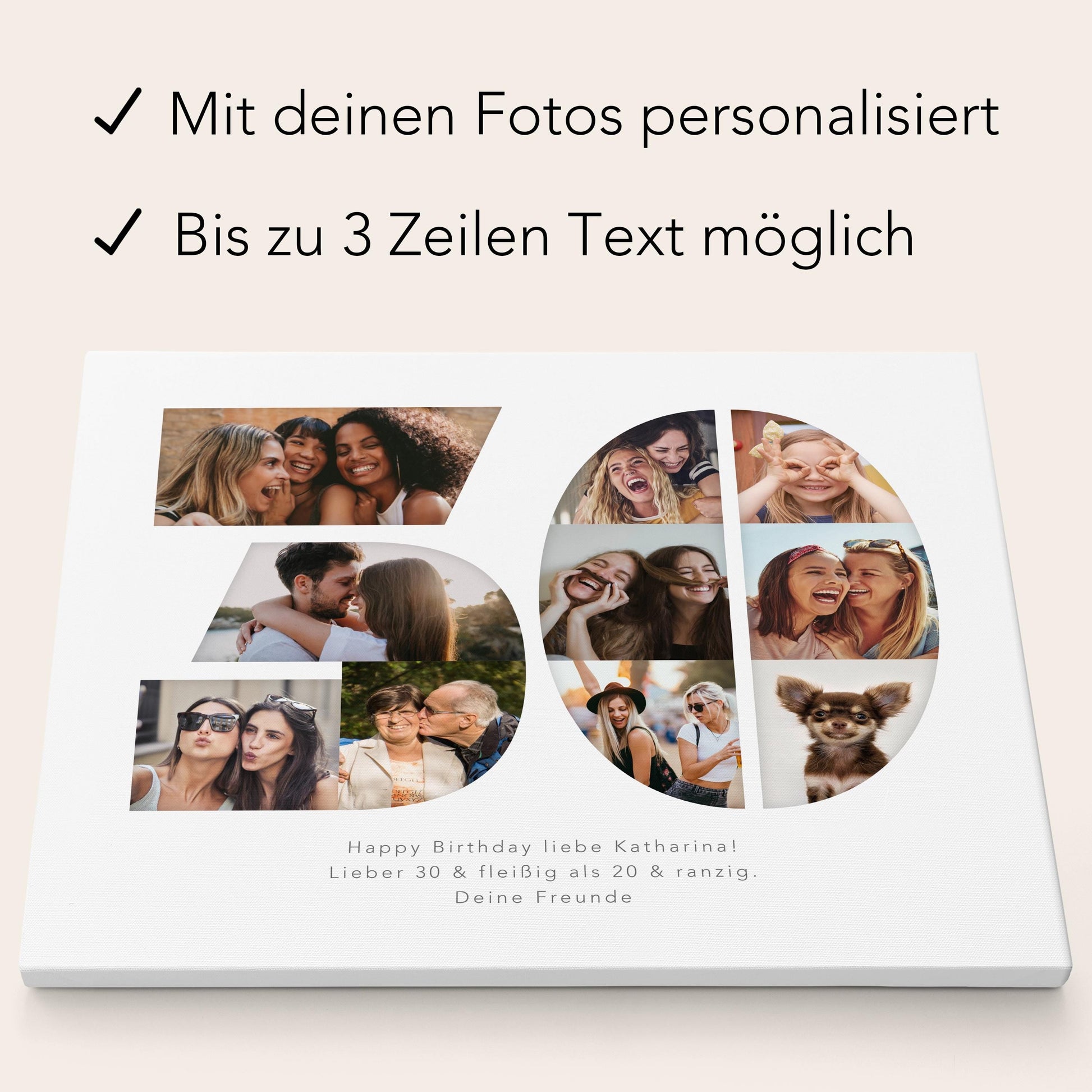 30. Geburtstag Frau Mann Geschenk Fotocollage 30 Leinwand personalisiert mit Fotos Fotogeschenk Geburtstagsgeschenk 30x40 cm