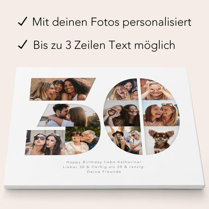 30. Geburtstag Frau Mann Geschenk Fotocollage 30 Leinwand personalisiert mit Fotos Fotogeschenk Geburtstagsgeschenk 30x40 cm