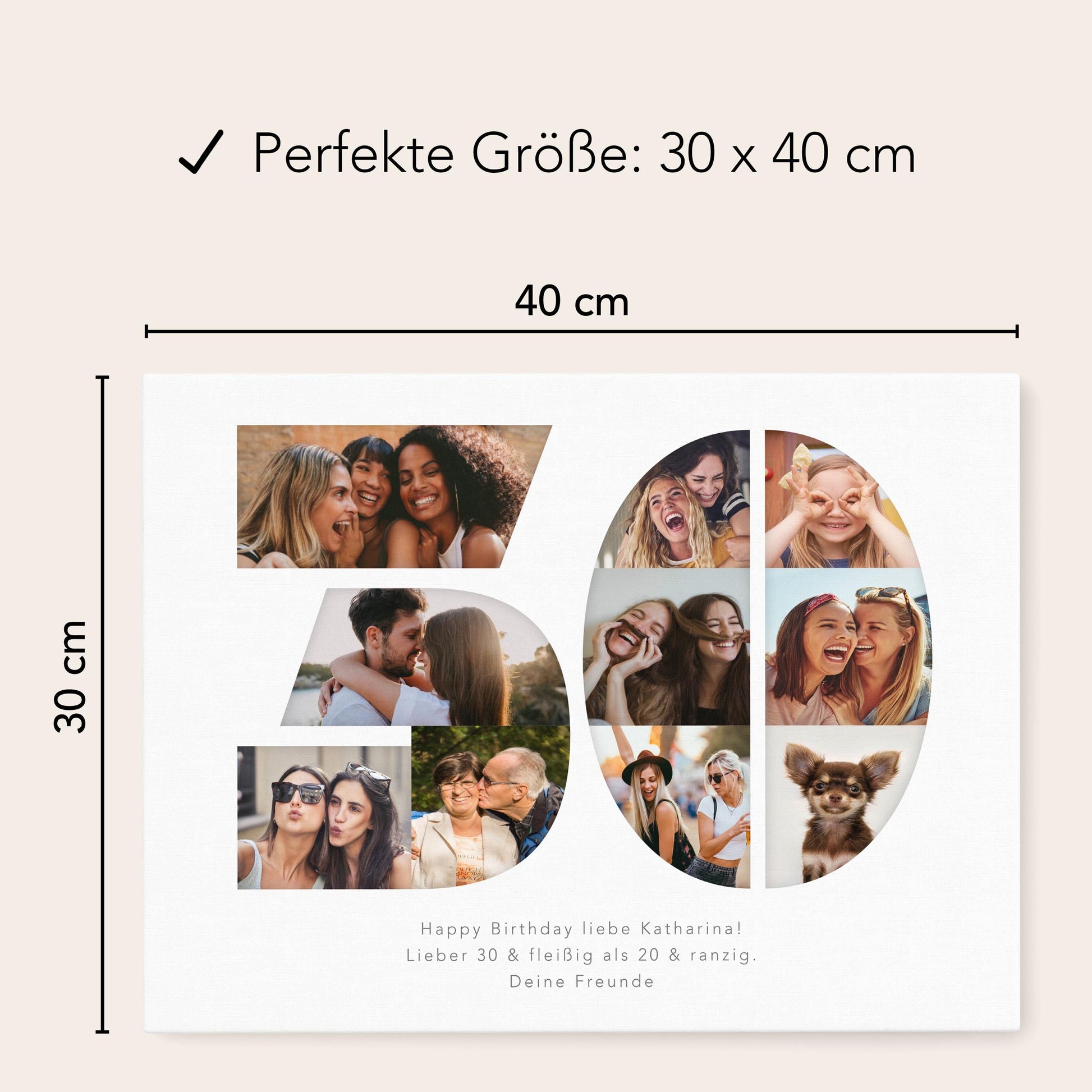 30. Geburtstag Frau Mann Geschenk Fotocollage 30 Leinwand personalisiert mit Fotos Fotogeschenk Geburtstagsgeschenk 30x40 cm