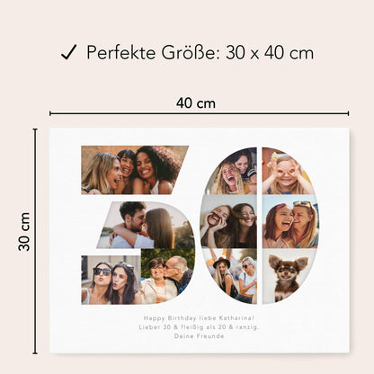 30. Geburtstag Frau Mann Geschenk Fotocollage 30 Leinwand personalisiert mit Fotos Fotogeschenk Geburtstagsgeschenk 30x40 cm