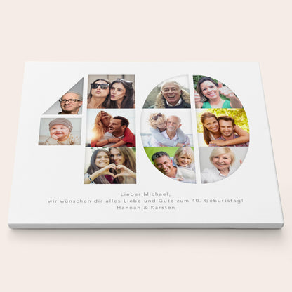 40. Geburtstag Frau Mann Geschenk Fotocollage 40 Leinwand personalisiert mit Fotos Fotogeschenk Geburtstagsgeschenk 30x40 cm