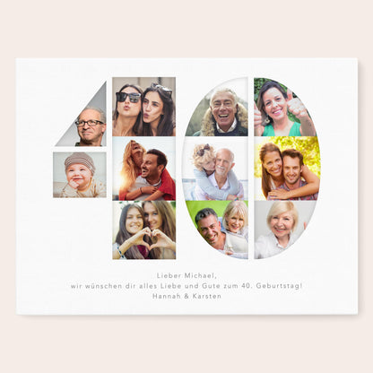 40. Geburtstag Frau Mann Geschenk Fotocollage 40 Leinwand personalisiert mit Fotos Fotogeschenk Geburtstagsgeschenk 30x40 cm