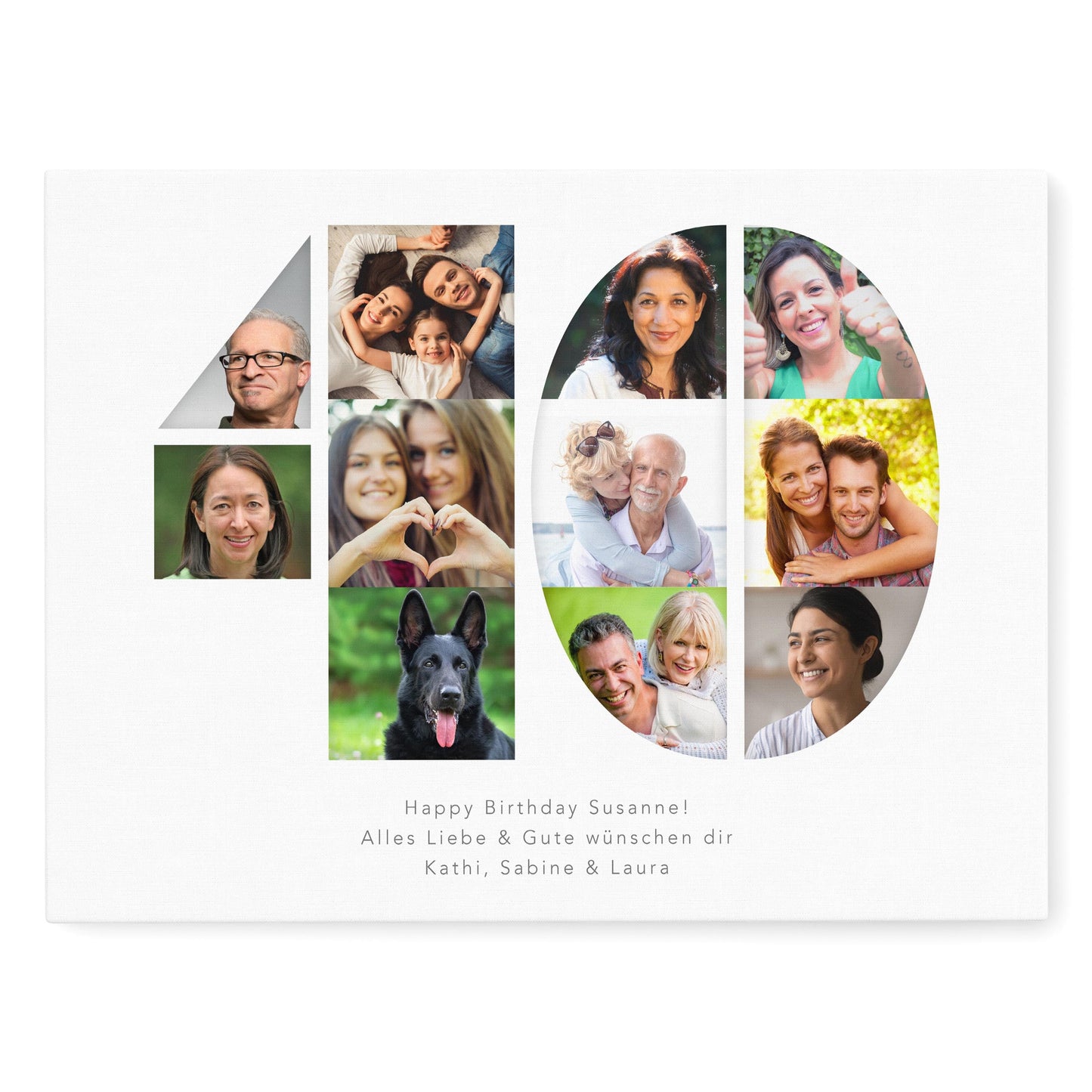 40. Geburtstag Frau Mann Geschenk Fotocollage 40 Leinwand personalisiert mit Fotos Fotogeschenk Geburtstagsgeschenk 30x40 cm