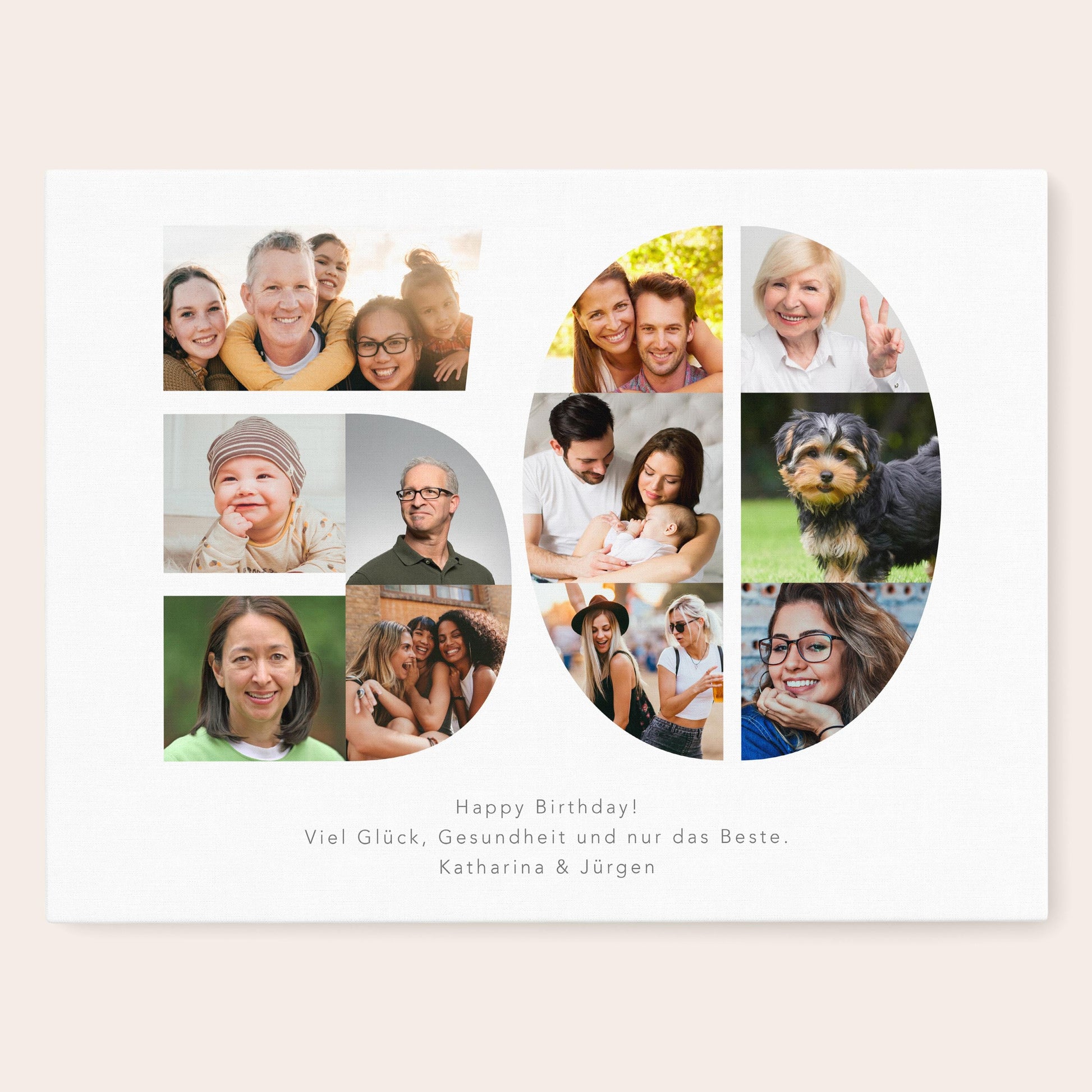 50. Geburtstag Frau Mann Geschenk Fotocollage 50 Leinwand personalisiert mit Fotos Fotogeschenk Geburtstagsgeschenk 30x40 cm