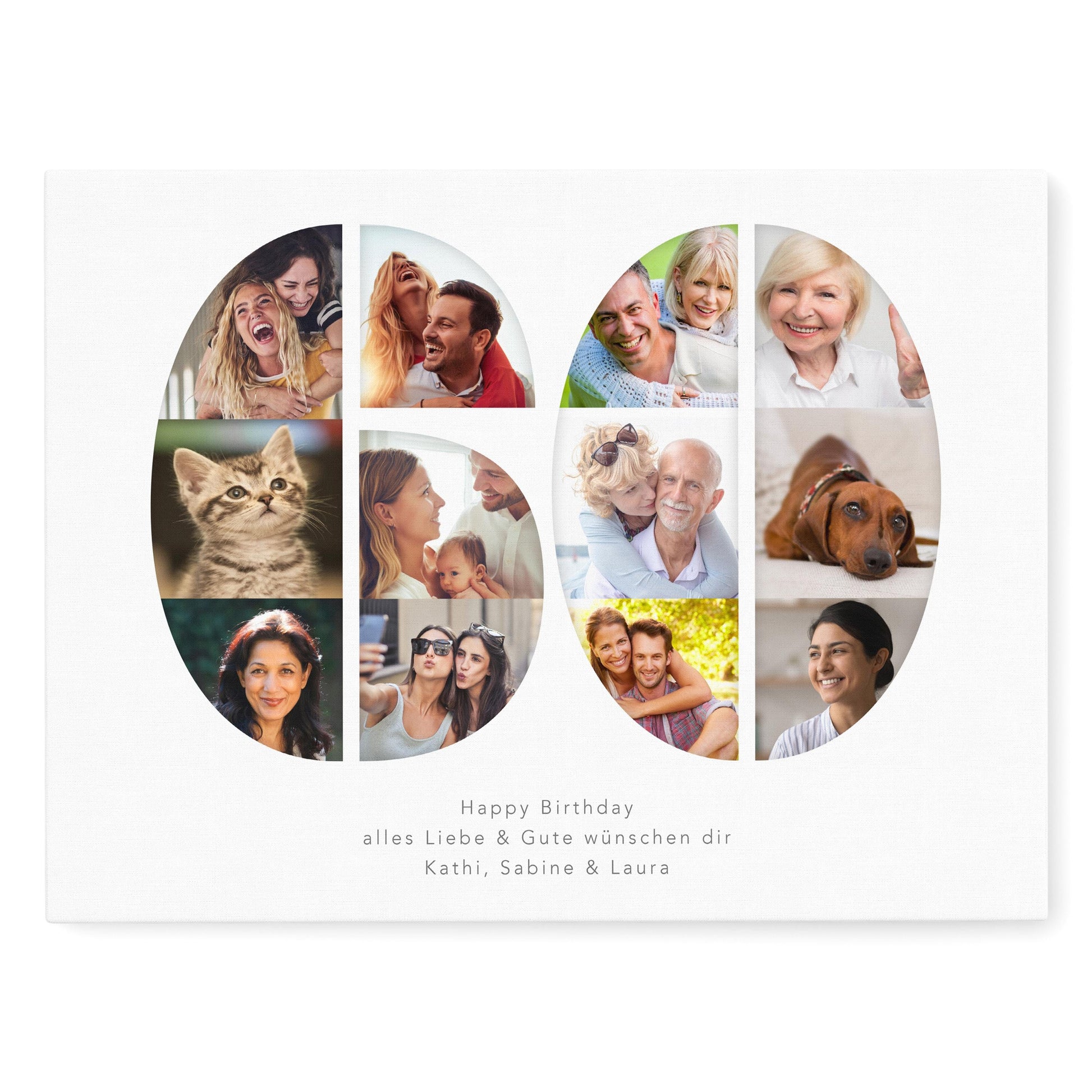 60. Geburtstag Frau Mann Geschenk Fotocollage 60 Leinwand personalisiert mit Fotos Fotogeschenk Geburtstagsgeschenk 30x40 cm