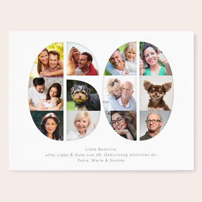 60. Geburtstag Frau Mann Geschenk Fotocollage 60 Leinwand personalisiert mit Fotos Fotogeschenk Geburtstagsgeschenk 30x40 cm