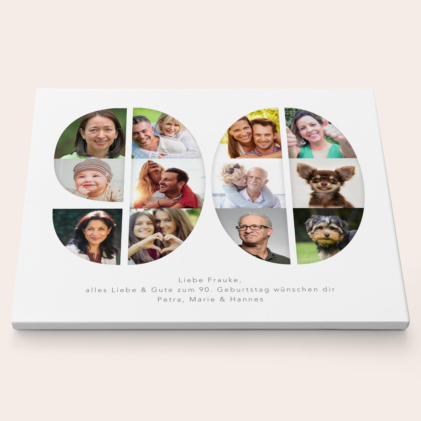 90. Geburtstag Frau Mann Geschenk Fotocollage 90 Leinwand personalisiert mit Fotos Fotogeschenk Geburtstagsgeschenk 30x40 cm