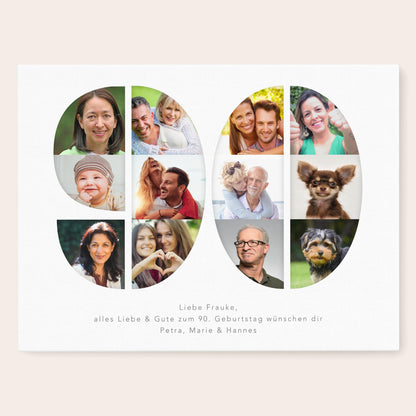 90. Geburtstag Frau Mann Geschenk Fotocollage 90 Leinwand personalisiert mit Fotos Fotogeschenk Geburtstagsgeschenk 30x40 cm