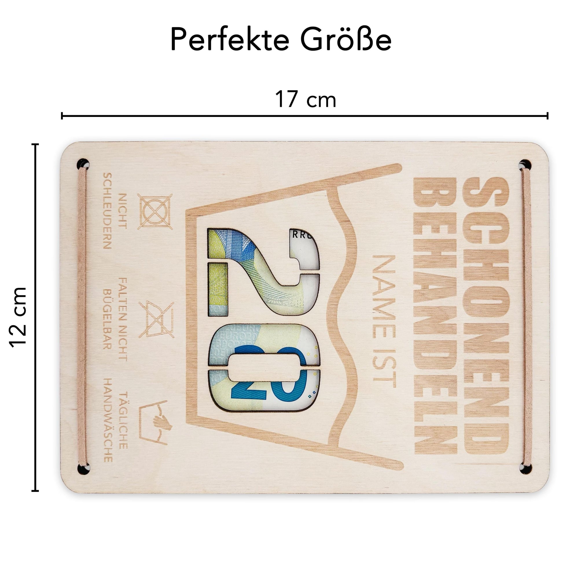 Schonend Behandeln 20. Geburtstag Geldgeschenk personalisiert Geldverpackung Verpackung Geld Geburtstagsgeschenk Geschenkkarte Holz 12x17 cm