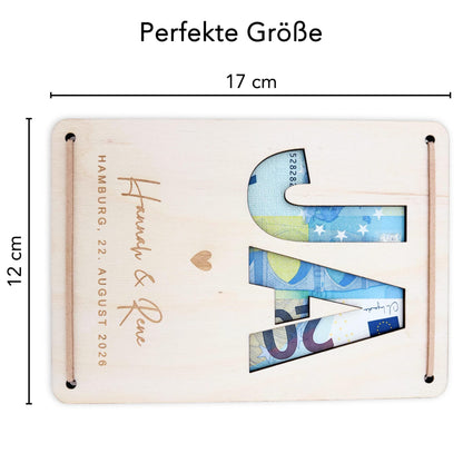 Hochzeitsgeschenk Geld Hochzeit personalisierte Geldgeschenk Verpackung Hochzeitsgeschenk für Brautpaar Geschenk Geschenkkarte aus Holz