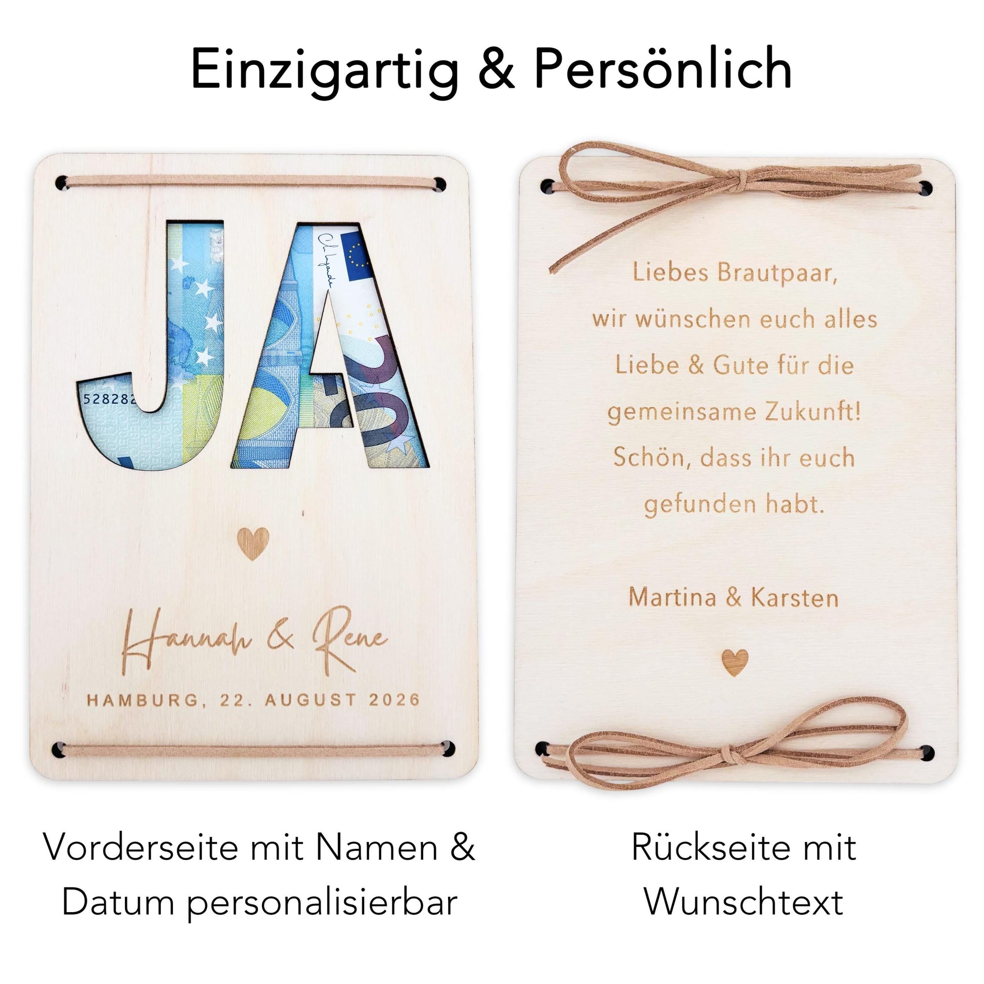 Hochzeitsgeschenk Geld Hochzeit personalisierte Geldgeschenk Verpackung Hochzeitsgeschenk für Brautpaar Geschenk Geschenkkarte aus Holz