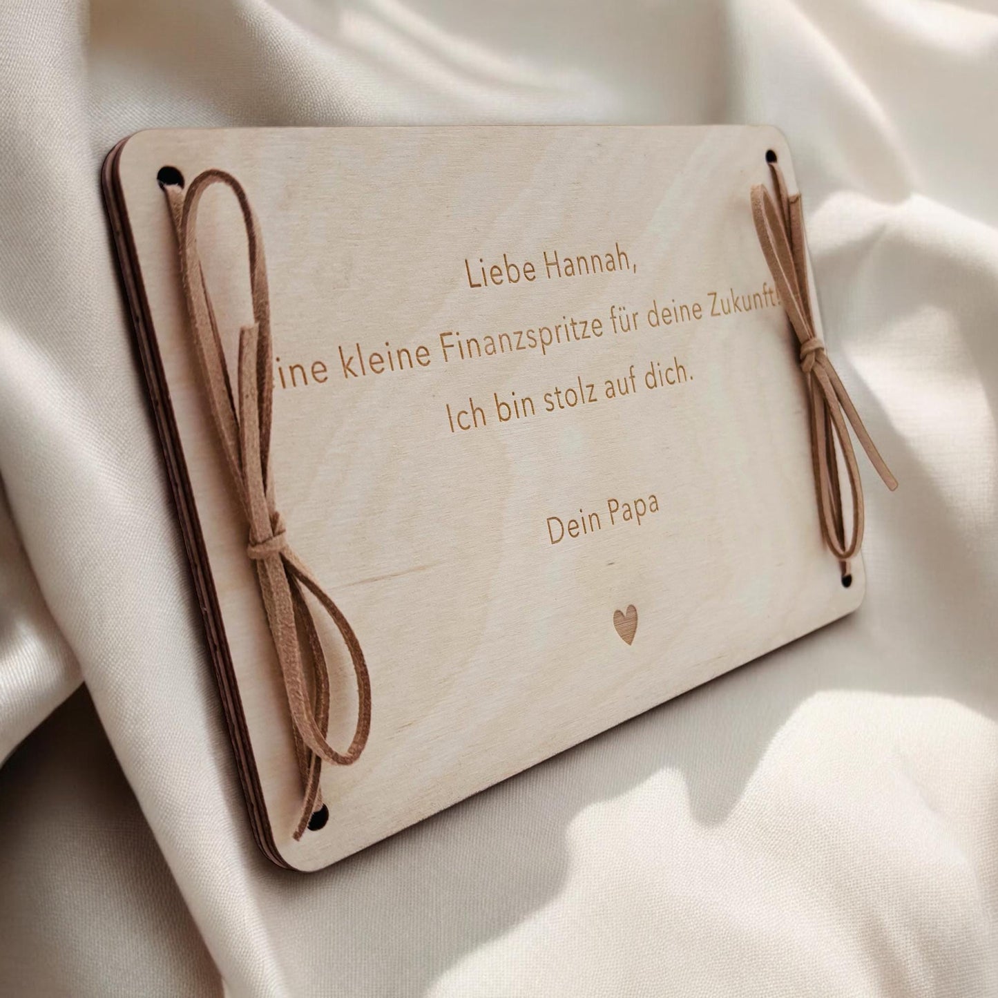 Finanzspritze Geldgeschenk personalisiert Wunscherfüller Geburtstag Jubiläum Geschenk Geld Geschenkverpackung Geschenkkarte Holz 12x17 cm