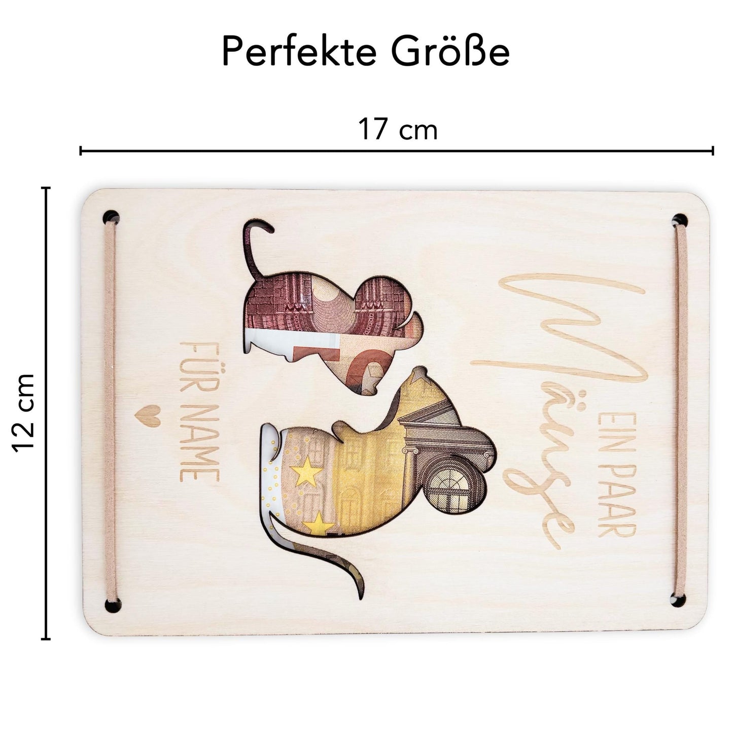 Geldgeschenk Geburtstag Ein paar Mäuse für dich personalisierte Geld Verpackung Geburtstagsgeschenk Geschenkkarte aus Holz 12x17 cm
