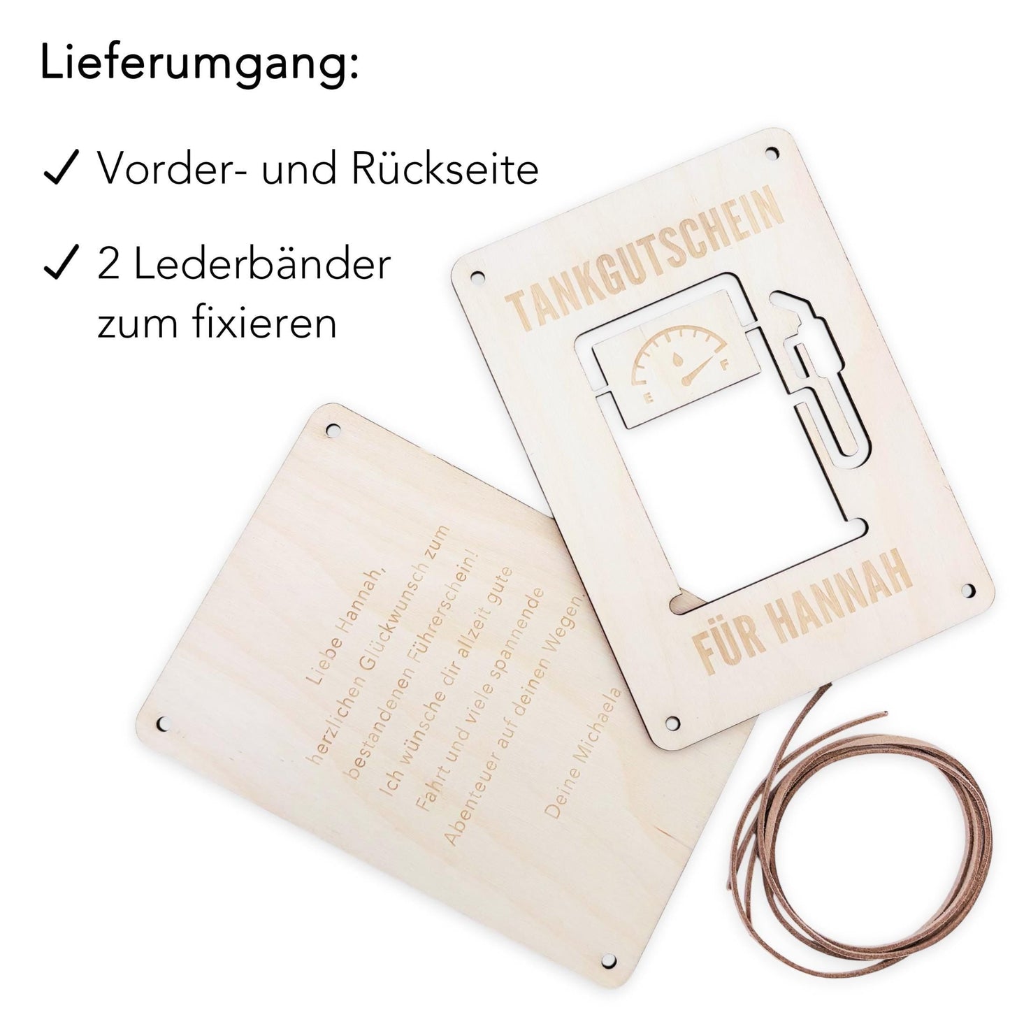 Tankgutschein Geschenk Geldgeschenk Tanken Geburtstag personalisierte Geld Verpackung Spritgeld Geschenkkarte Holz 12x17 cm
