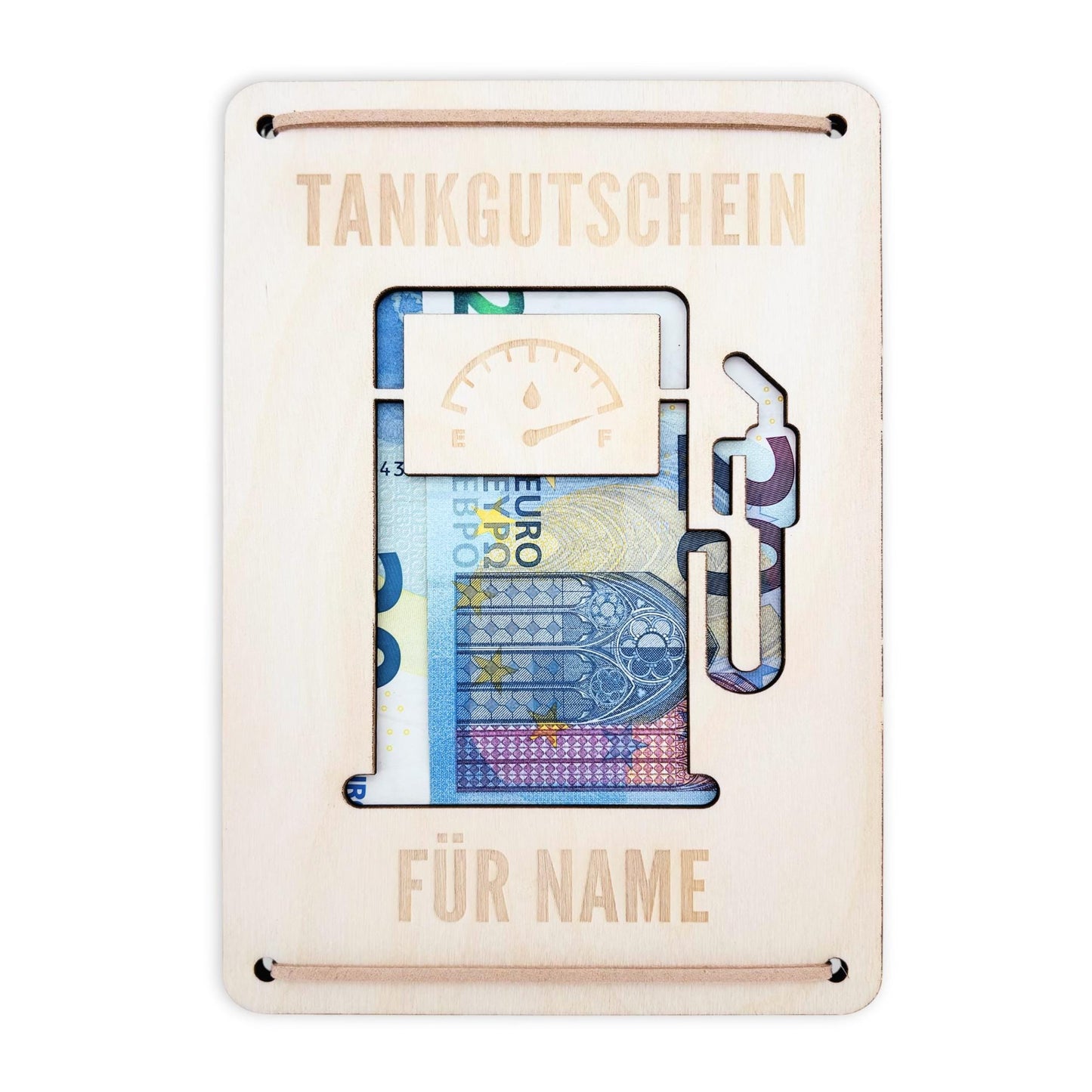 Tankgutschein Geschenk Geldgeschenk Tanken Geburtstag personalisierte Geld Verpackung Spritgeld Geschenkkarte Holz 12x17 cm