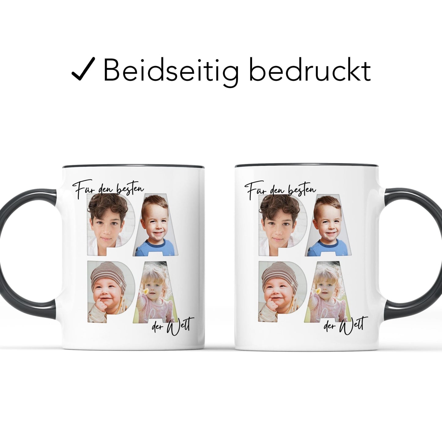 Papa Geschenk zum Geburtstag Fototasse Vater personalisiert Tasse mit Fotos der Kinder Bester Papa der Welt Vatertagsgeschenk