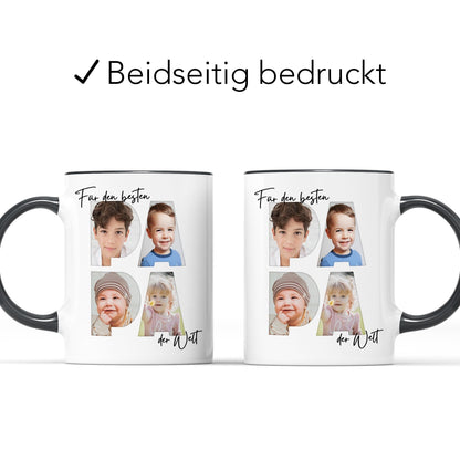 Papa Geschenk zum Geburtstag Fototasse Vater personalisiert Tasse mit Fotos der Kinder Bester Papa der Welt Vatertagsgeschenk