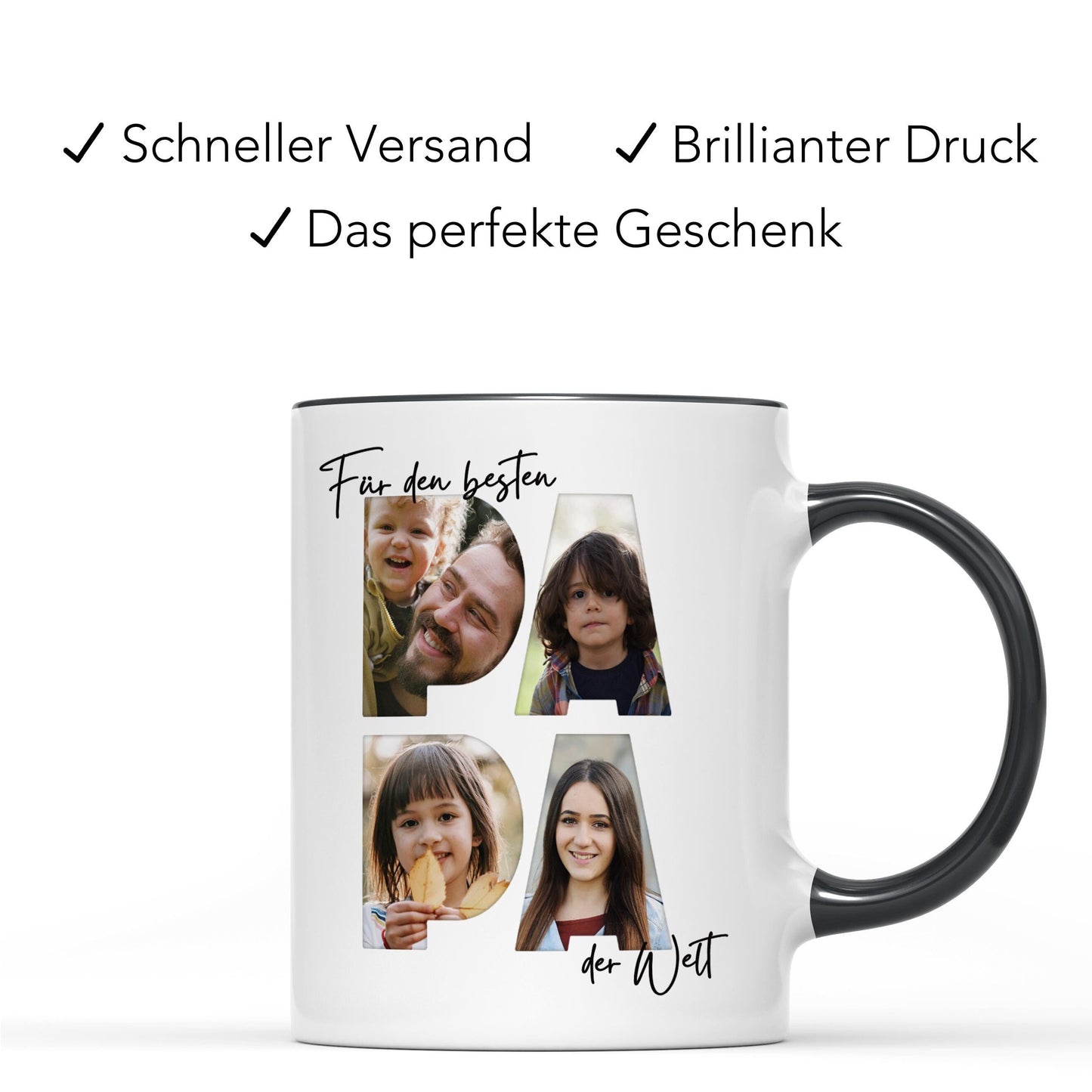 Papa Geschenk zum Geburtstag Fototasse Vater personalisiert Tasse mit Fotos der Kinder Bester Papa der Welt Vatertagsgeschenk