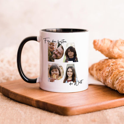 Papa Geschenk zum Geburtstag Fototasse Vater personalisiert Tasse mit Fotos der Kinder Bester Papa der Welt Vatertagsgeschenk