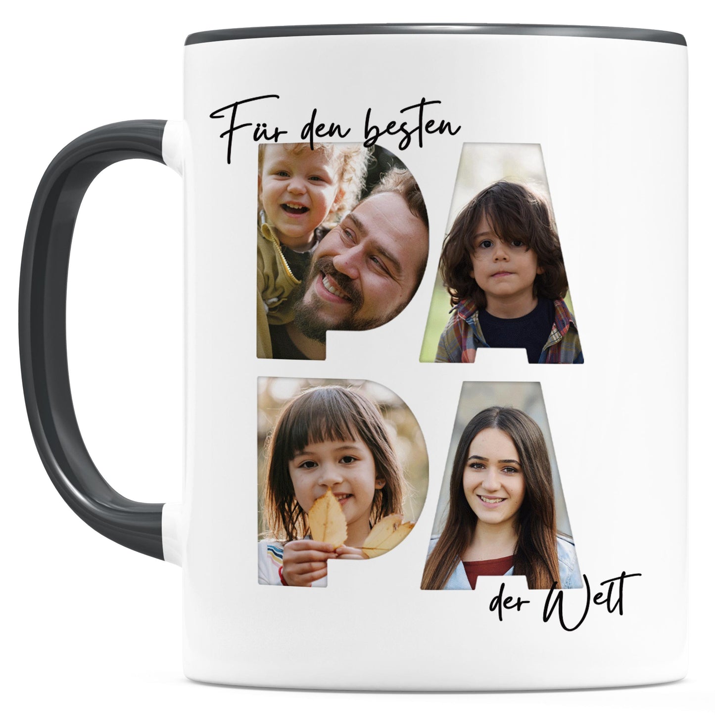 Papa Geschenk zum Geburtstag Fototasse Vater personalisiert Tasse mit Fotos der Kinder Bester Papa der Welt Vatertagsgeschenk