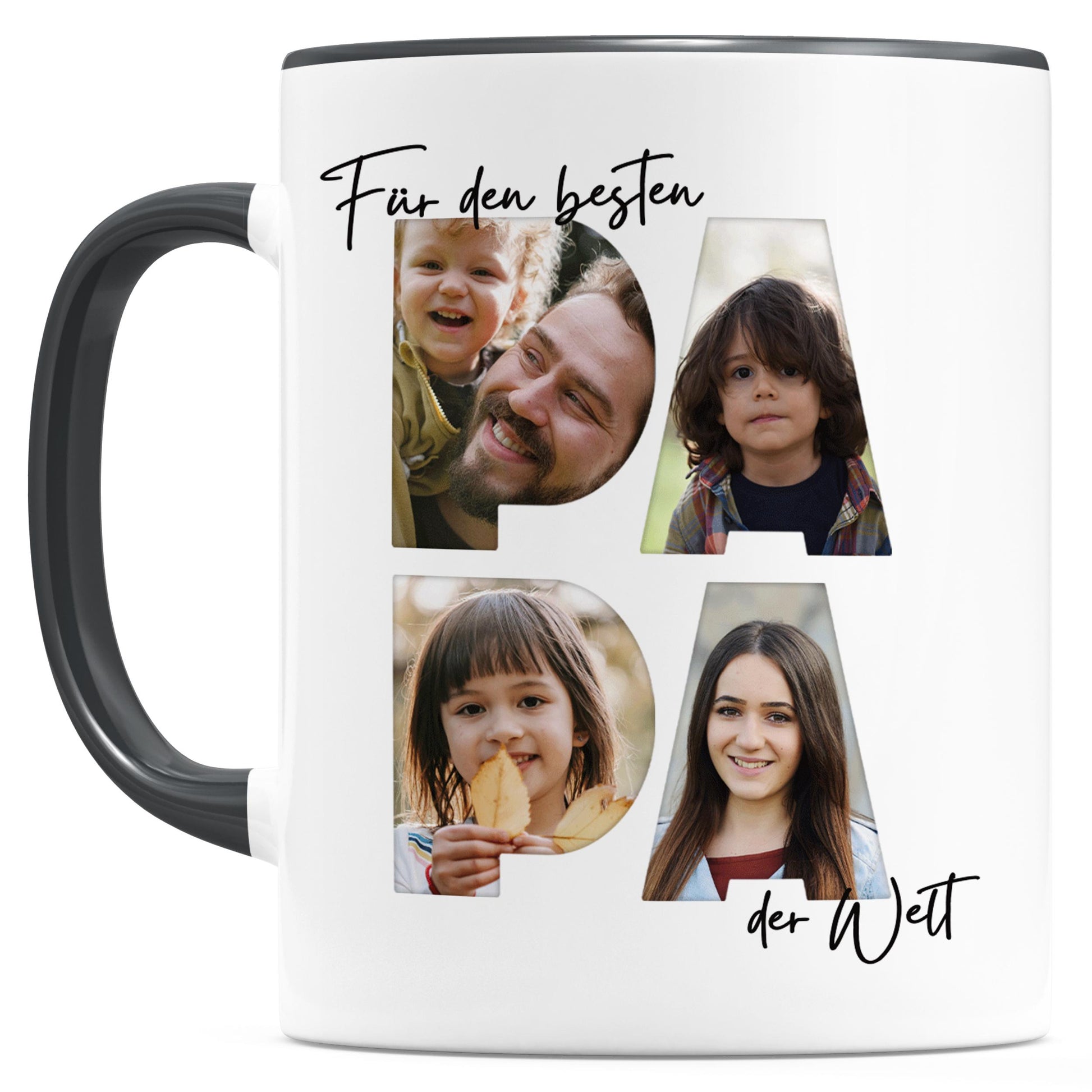Papa Geschenk zum Geburtstag Fototasse Vater personalisiert Tasse mit Fotos der Kinder Bester Papa der Welt Vatertagsgeschenk