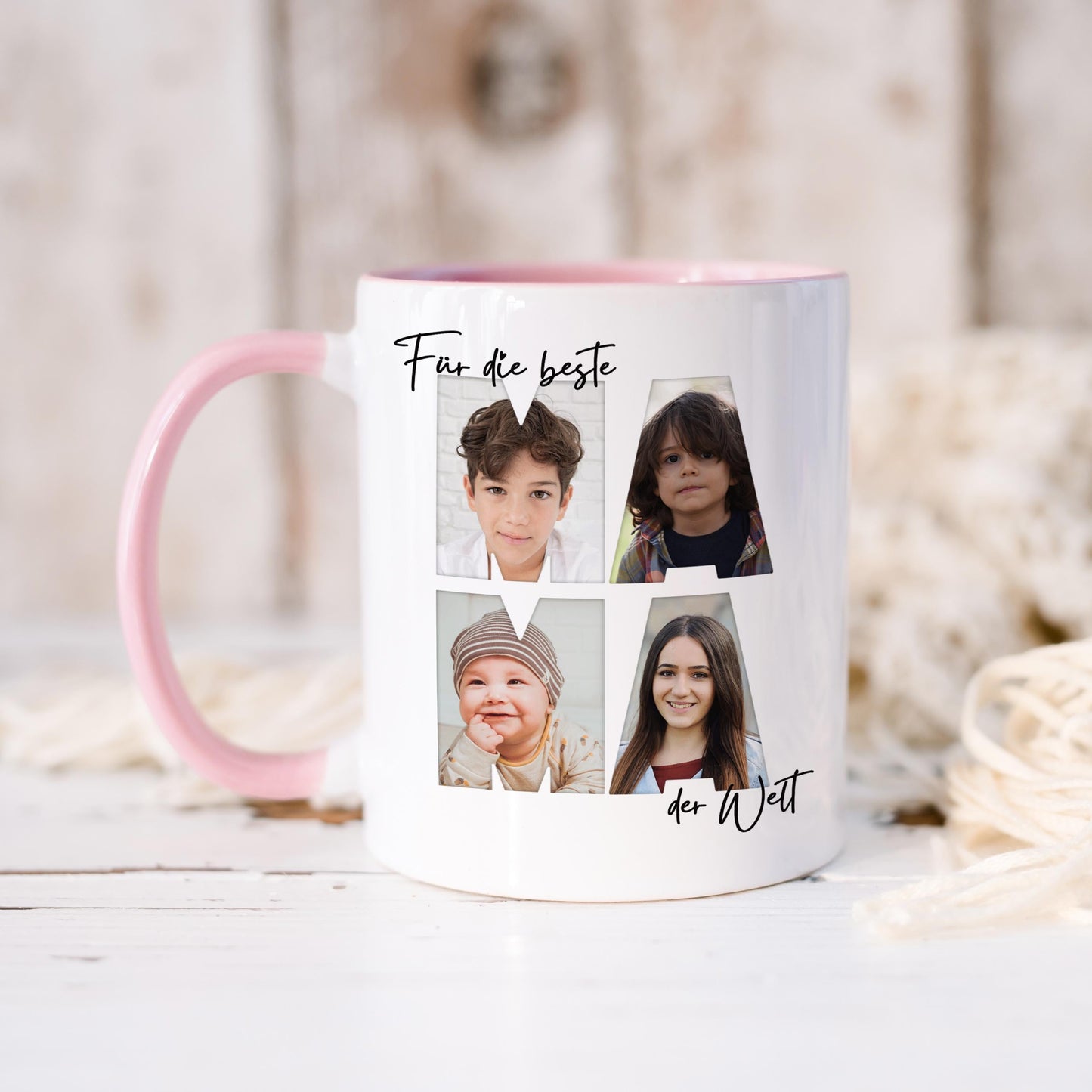 Mama Geschenk zum Geburtstag personalisierte Tasse mit Fotos der Kinder Beste Mama der Welt Muttertagsgeschenk