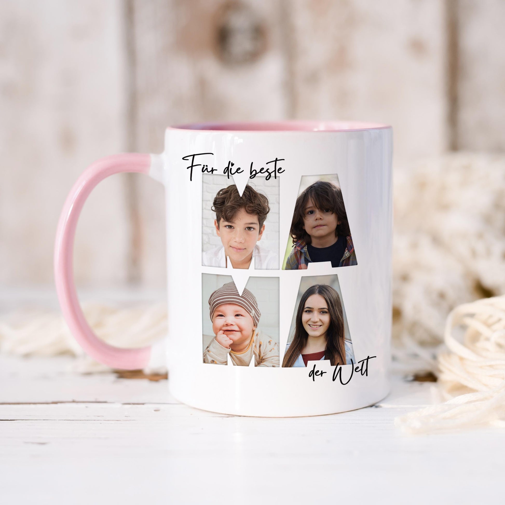 Mama Geschenk zum Geburtstag personalisierte Tasse mit Fotos der Kinder Beste Mama der Welt Muttertagsgeschenk