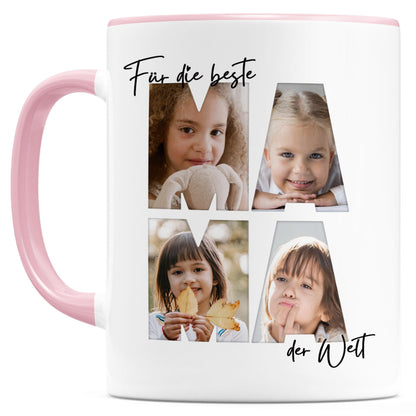 Mama Geschenk zum Geburtstag personalisierte Tasse mit Fotos der Kinder Beste Mama der Welt Muttertagsgeschenk