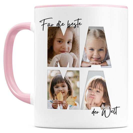 Mama Geschenk zum Geburtstag personalisierte Tasse mit Fotos der Kinder Beste Mama der Welt Muttertagsgeschenk