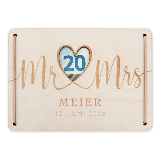 Hochzeitsgeschenk Geld Geldgeschenke Verpackung Hochzeit personalisiertes Hochzeitsgeschenk Brautpaar Geschenk Karte aus Holz 12x17 cm