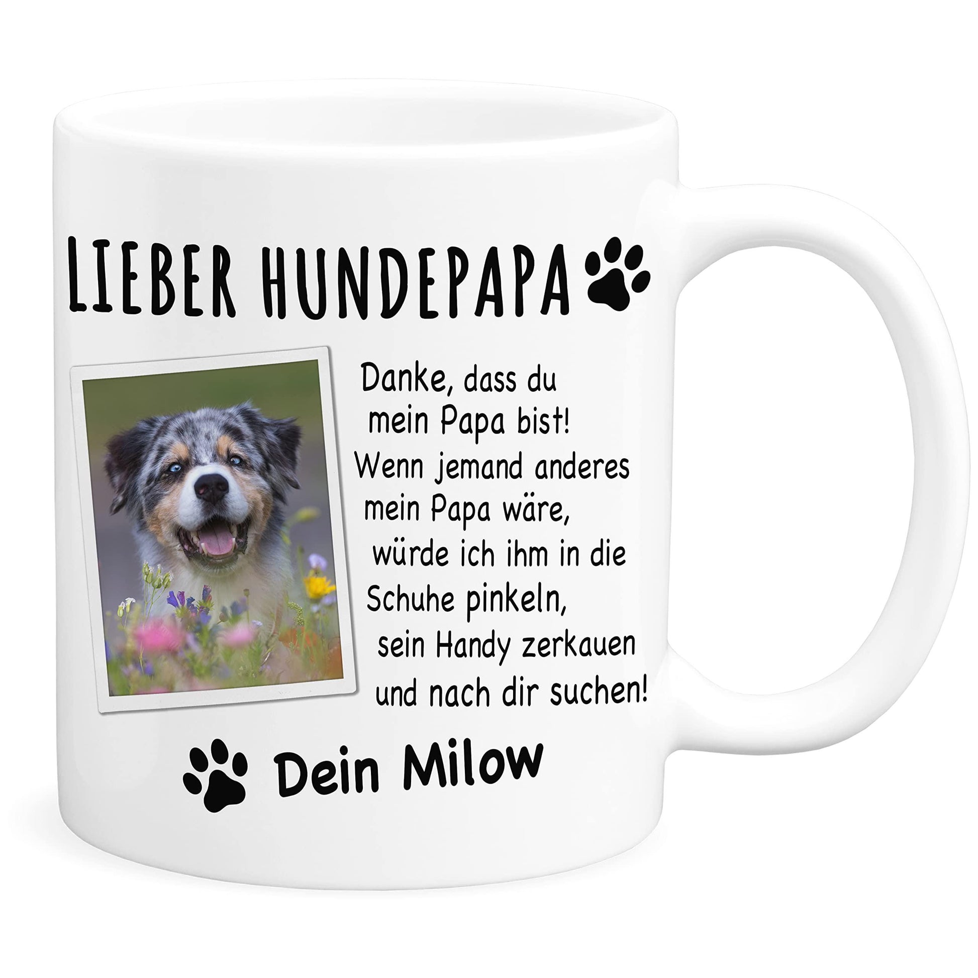 Hundepapa Tasse Hund personalisiert mit Foto Hundebesitzer Geschenk Hundeliebhaber Hundetasse lustig