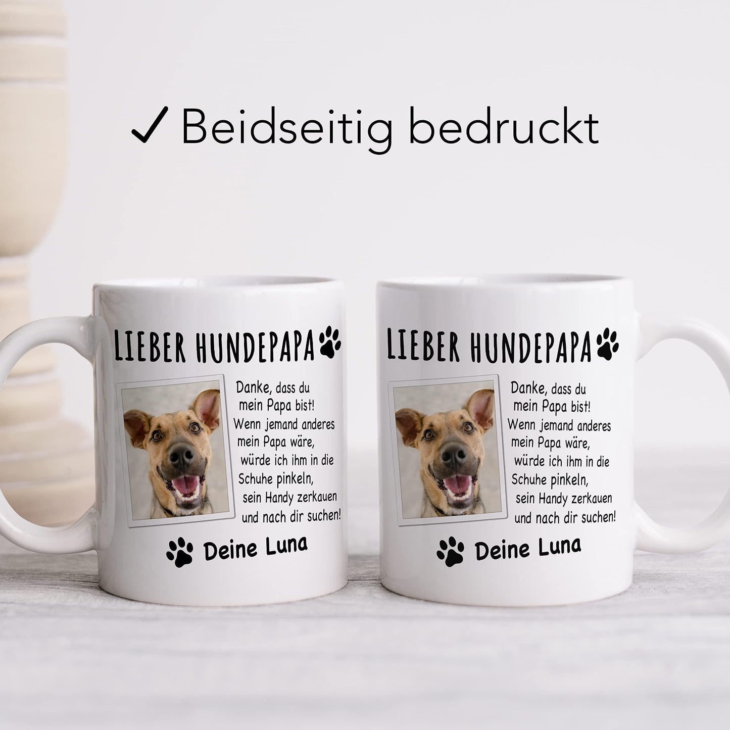 Hundepapa Tasse Hund personalisiert mit Foto Hundebesitzer Geschenk Hundeliebhaber Hundetasse lustig