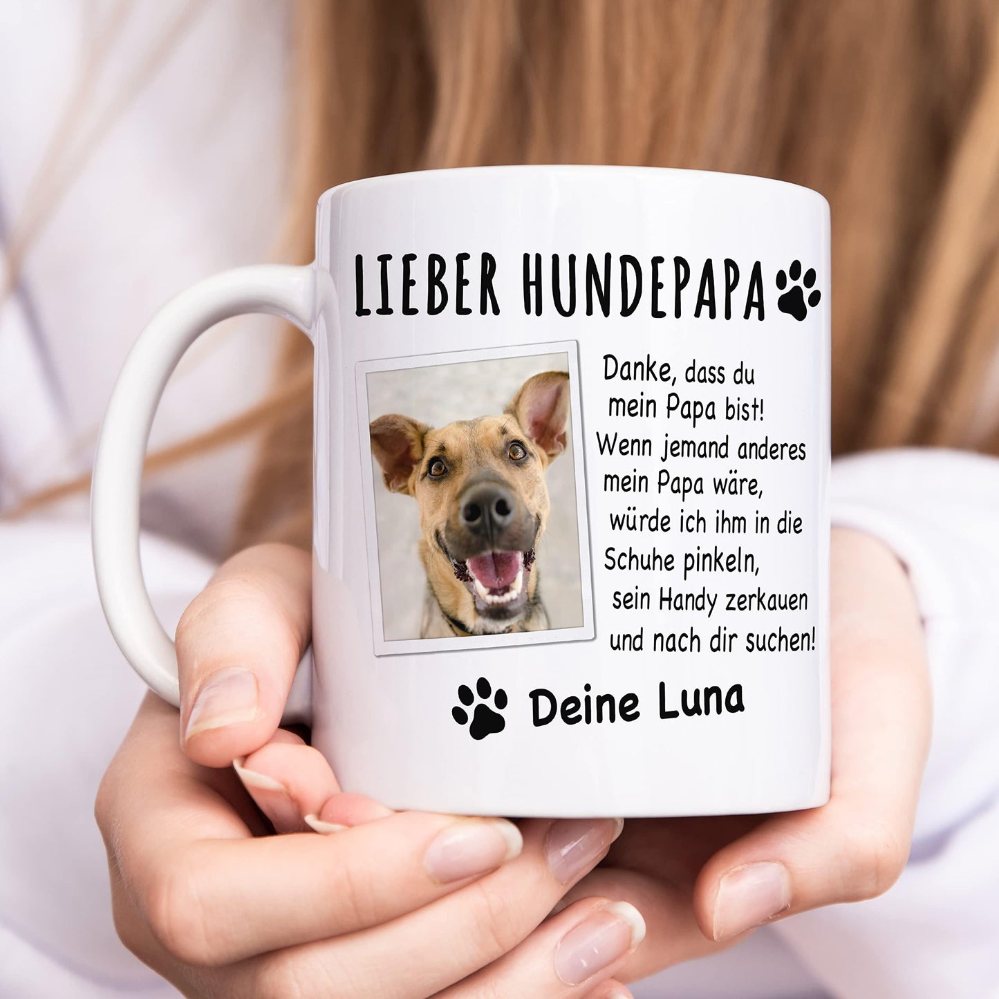 Hundepapa Tasse Hund personalisiert mit Foto Hundebesitzer Geschenk Hundeliebhaber Hundetasse lustig