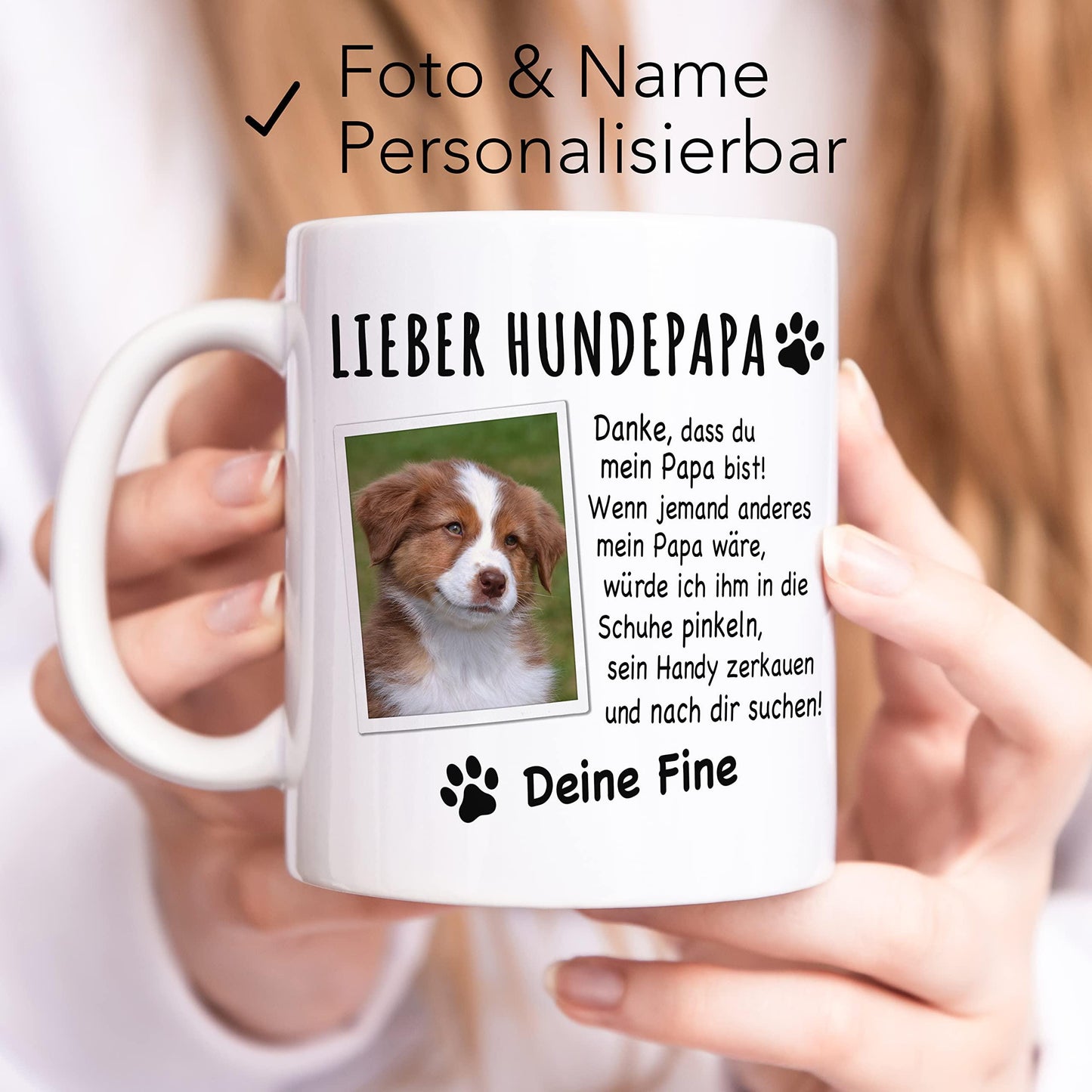 Hundepapa Tasse Hund personalisiert mit Foto Hundebesitzer Geschenk Hundeliebhaber Hundetasse lustig