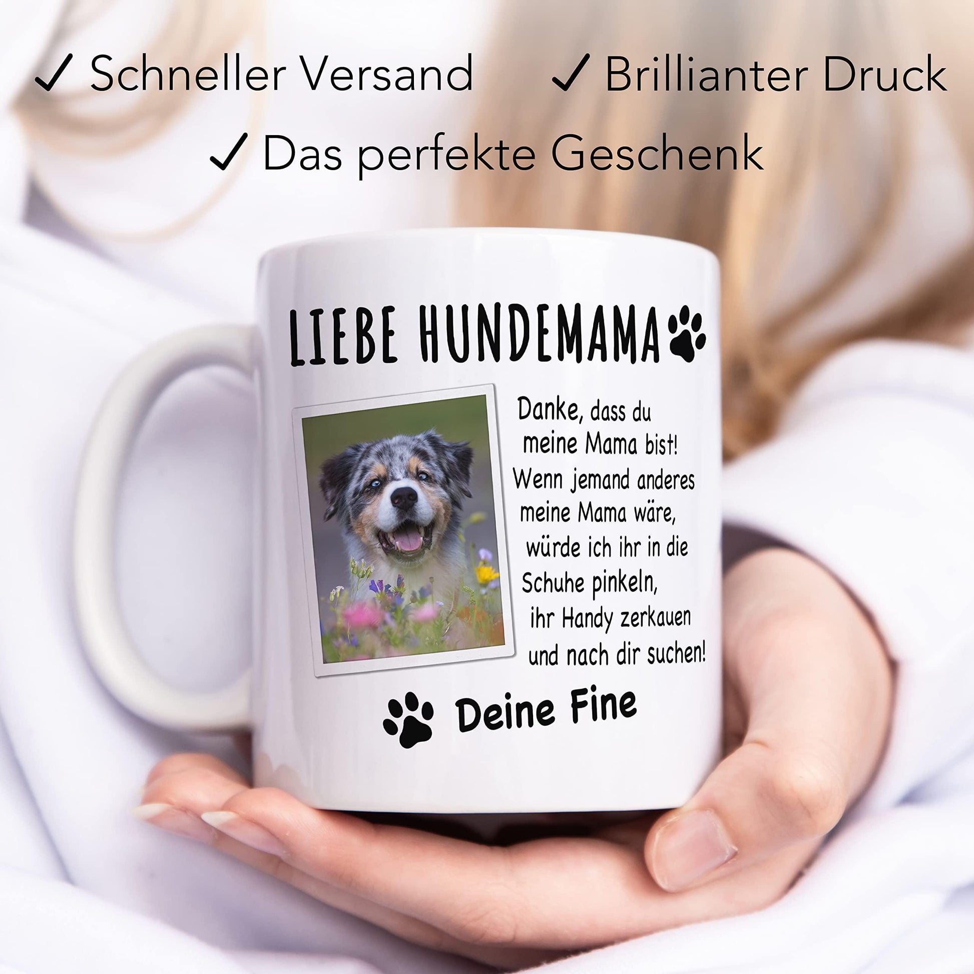 Hundemama Tasse Hund personalisiert mit Foto Hundebesitzerin Geschenk Hundeliebhaberin Hundetasse lustig