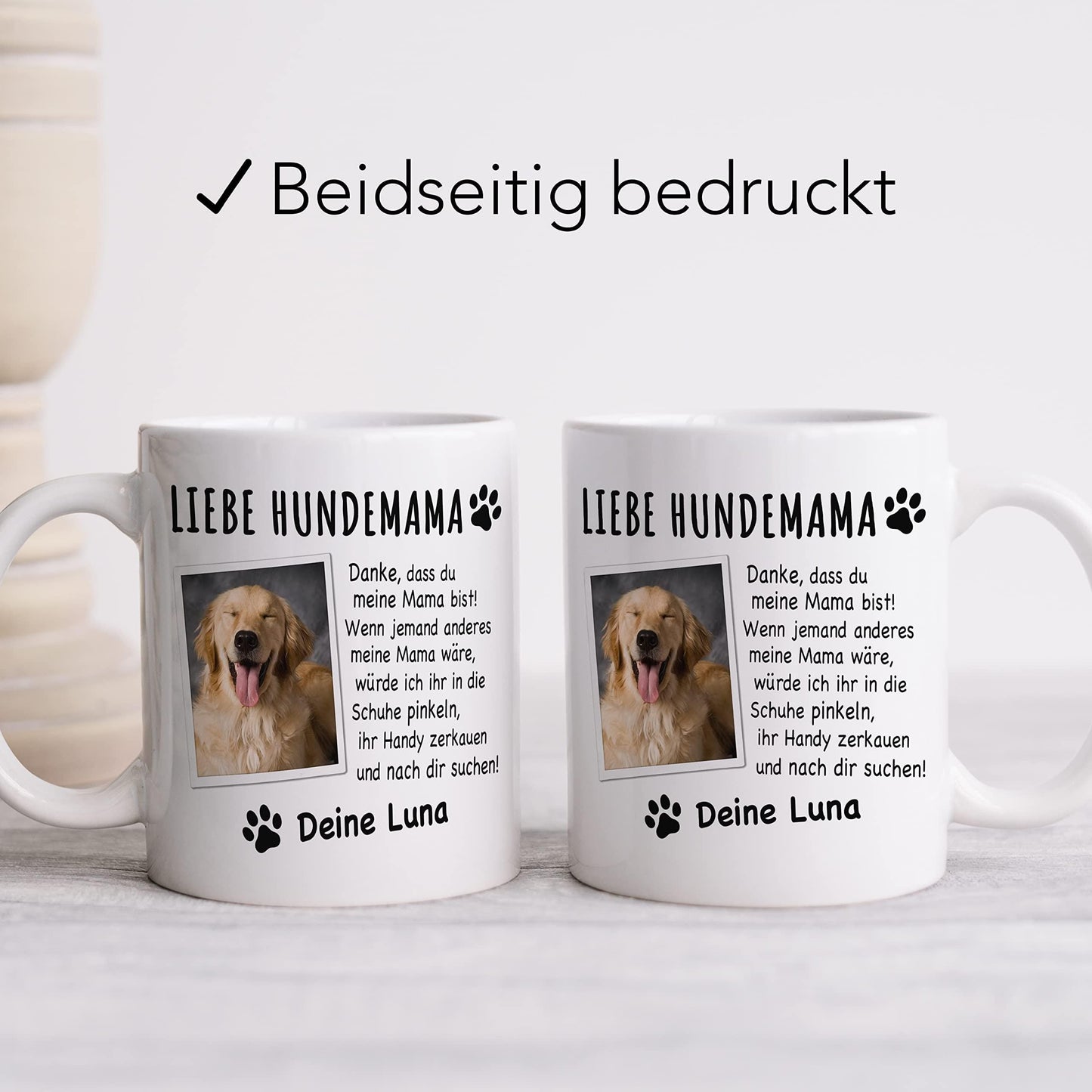 Hundemama Tasse Hund personalisiert mit Foto Hundebesitzerin Geschenk Hundeliebhaberin Hundetasse lustig