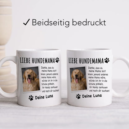 Hundemama Tasse Hund personalisiert mit Foto Hundebesitzerin Geschenk Hundeliebhaberin Hundetasse lustig