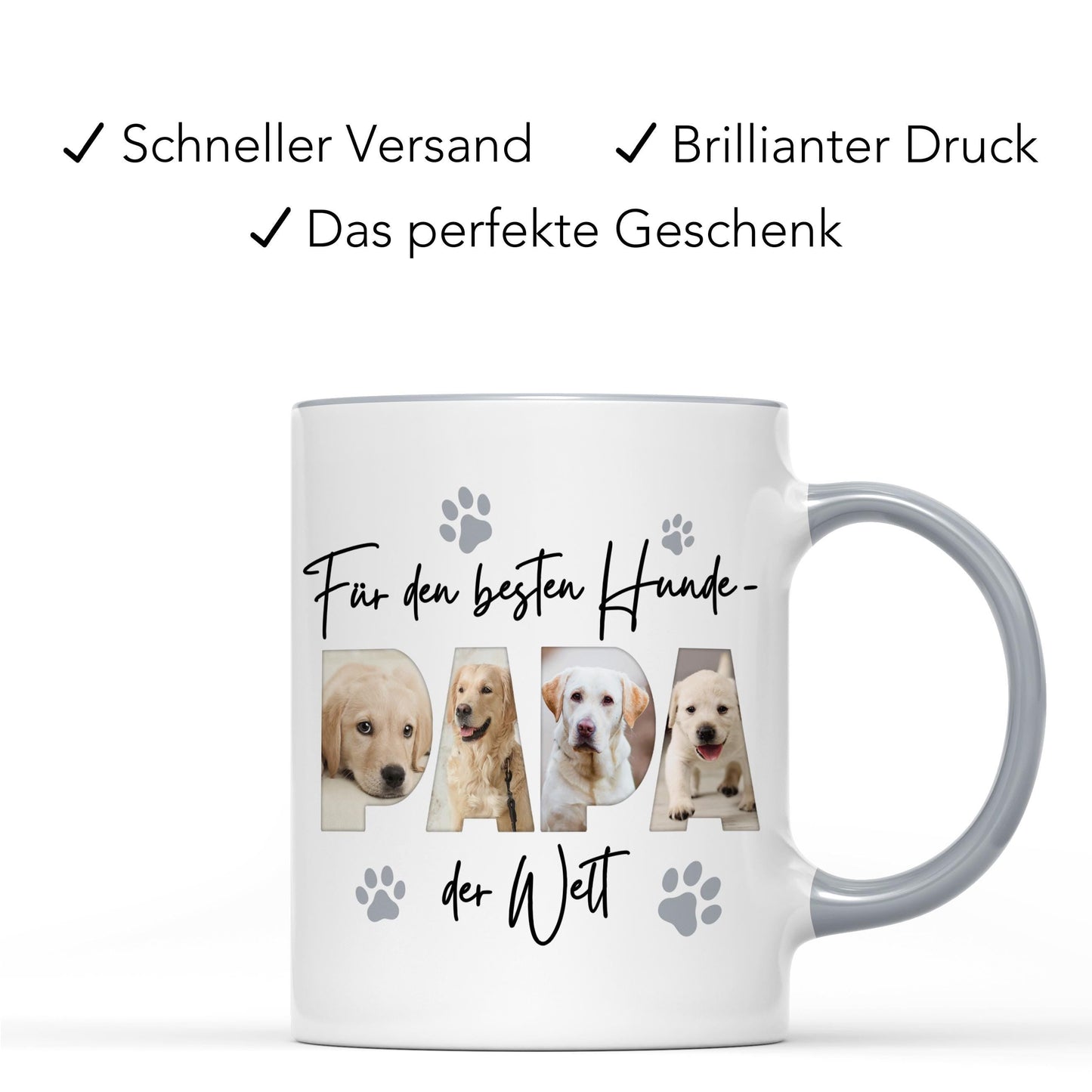 Hundepapa Tasse Hund personalisiert mit Foto Hundebesitzer Fototasse Geschenk Hundeliebhaber Hundetasse lustig