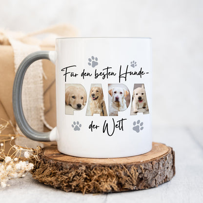 Hundepapa Tasse Hund personalisiert mit Foto Hundebesitzer Fototasse Geschenk Hundeliebhaber Hundetasse lustig