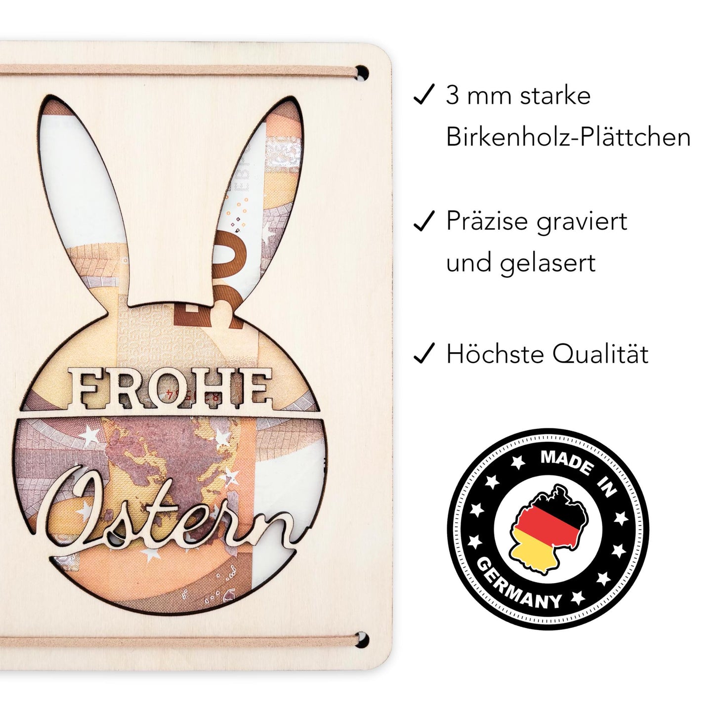 Ostern Geldgeschenk personalisiertes Ostergeschenk Kinder Geld Verpackung Osterkarte Geschenkkarte aus Holz 12x17 cm