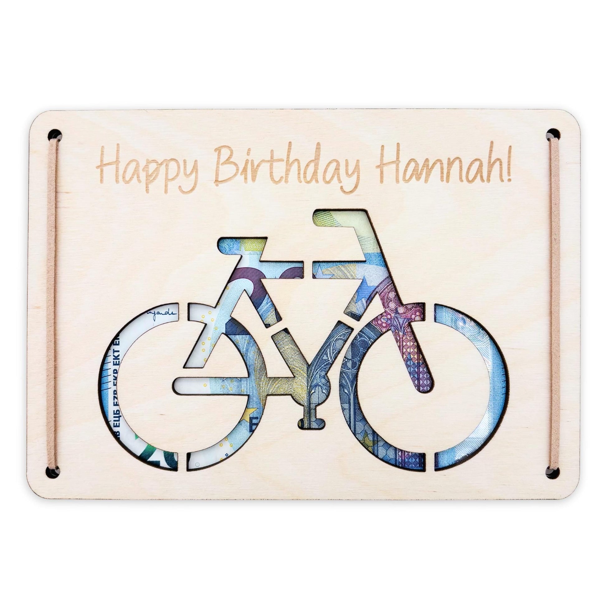 Geldgeschenk Fahrrad Geburtstag Wunscherfüller personalisierte Geldkarte Geld Verpackung Geburtstagskarte Geschenkkarte aus Holz 12x17 cm