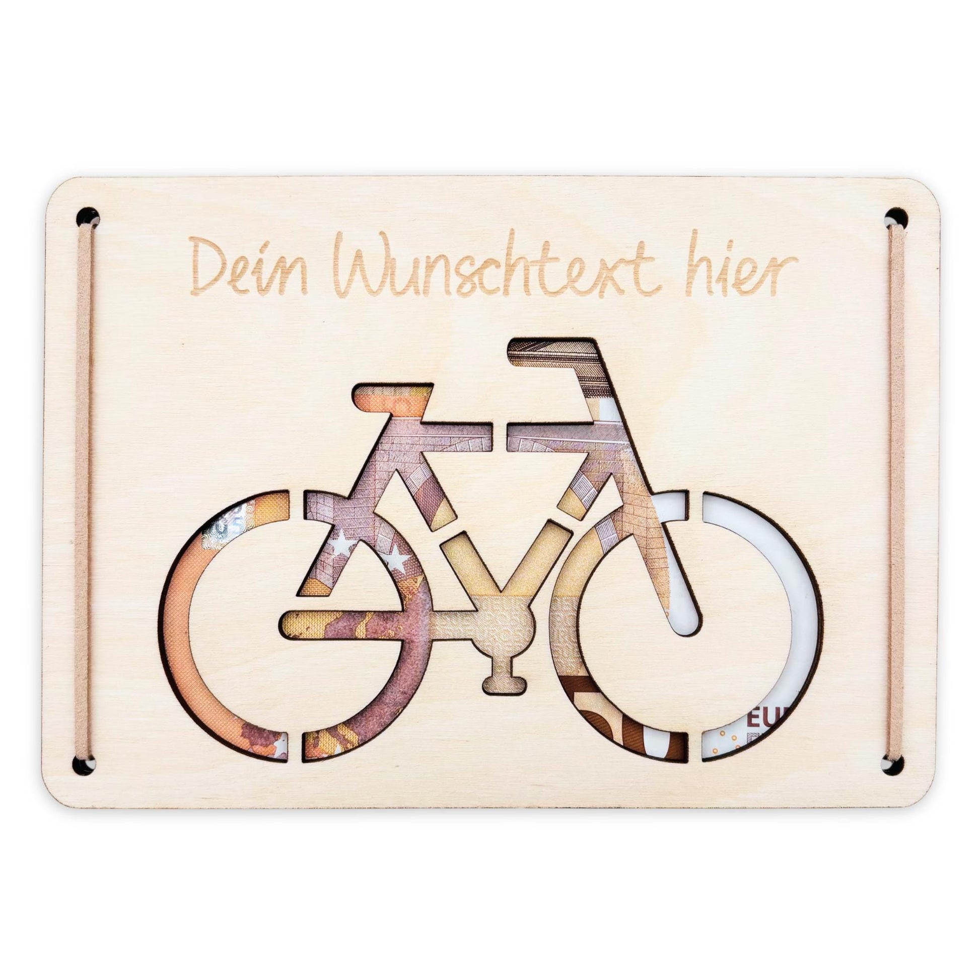 Geldgeschenk Fahrrad Geburtstag Wunscherfüller personalisierte Geldkarte Geld Verpackung Geburtstagskarte Geschenkkarte aus Holz 12x17 cm