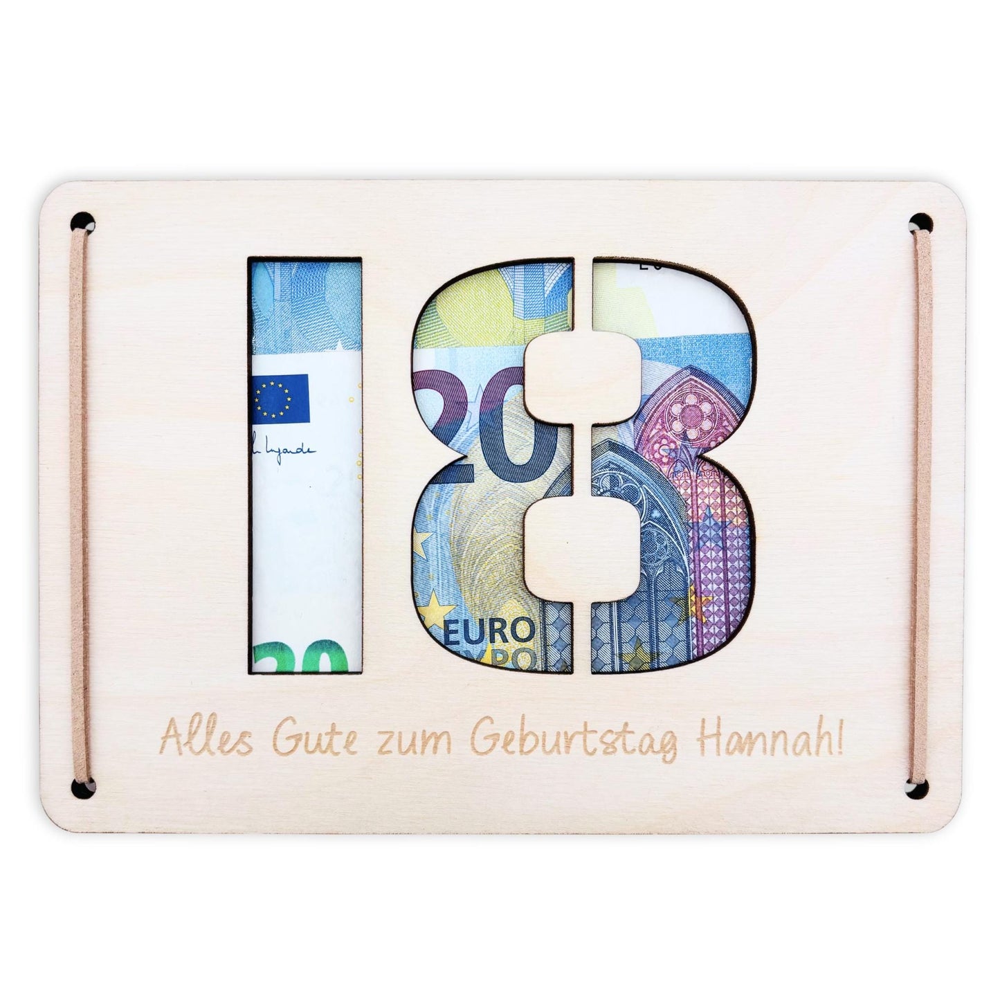 Geldgeschenk 18. Geburtstag personalisierte Geburtstagskarte Geldverpackung Verpackung Geld Geburtstagsgeschenk Geschenkkarte Holz 12x17 cm