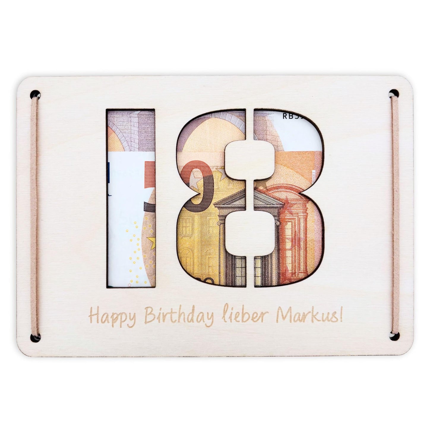 Geldgeschenk 18. Geburtstag personalisierte Geburtstagskarte Geldverpackung Verpackung Geld Geburtstagsgeschenk Geschenkkarte Holz 12x17 cm