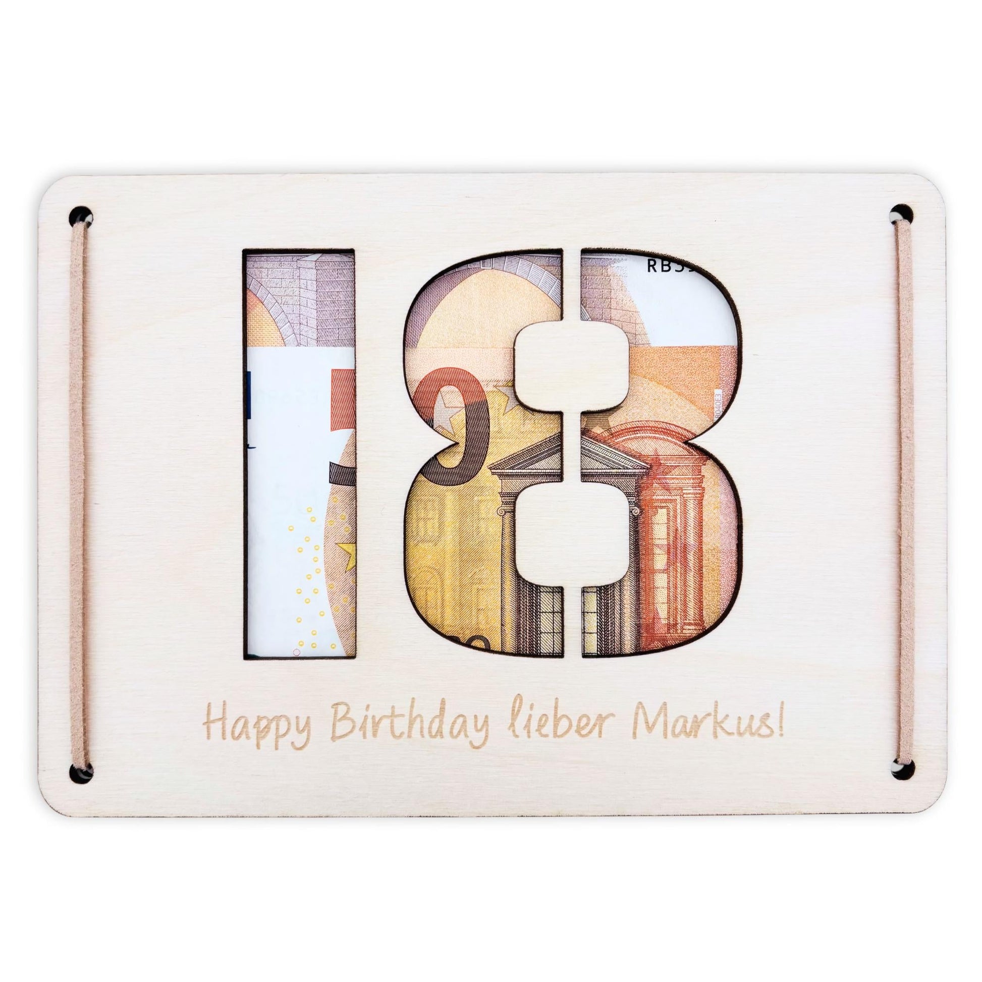 Geldgeschenk 18. Geburtstag personalisierte Geburtstagskarte Geldverpackung Verpackung Geld Geburtstagsgeschenk Geschenkkarte Holz 12x17 cm