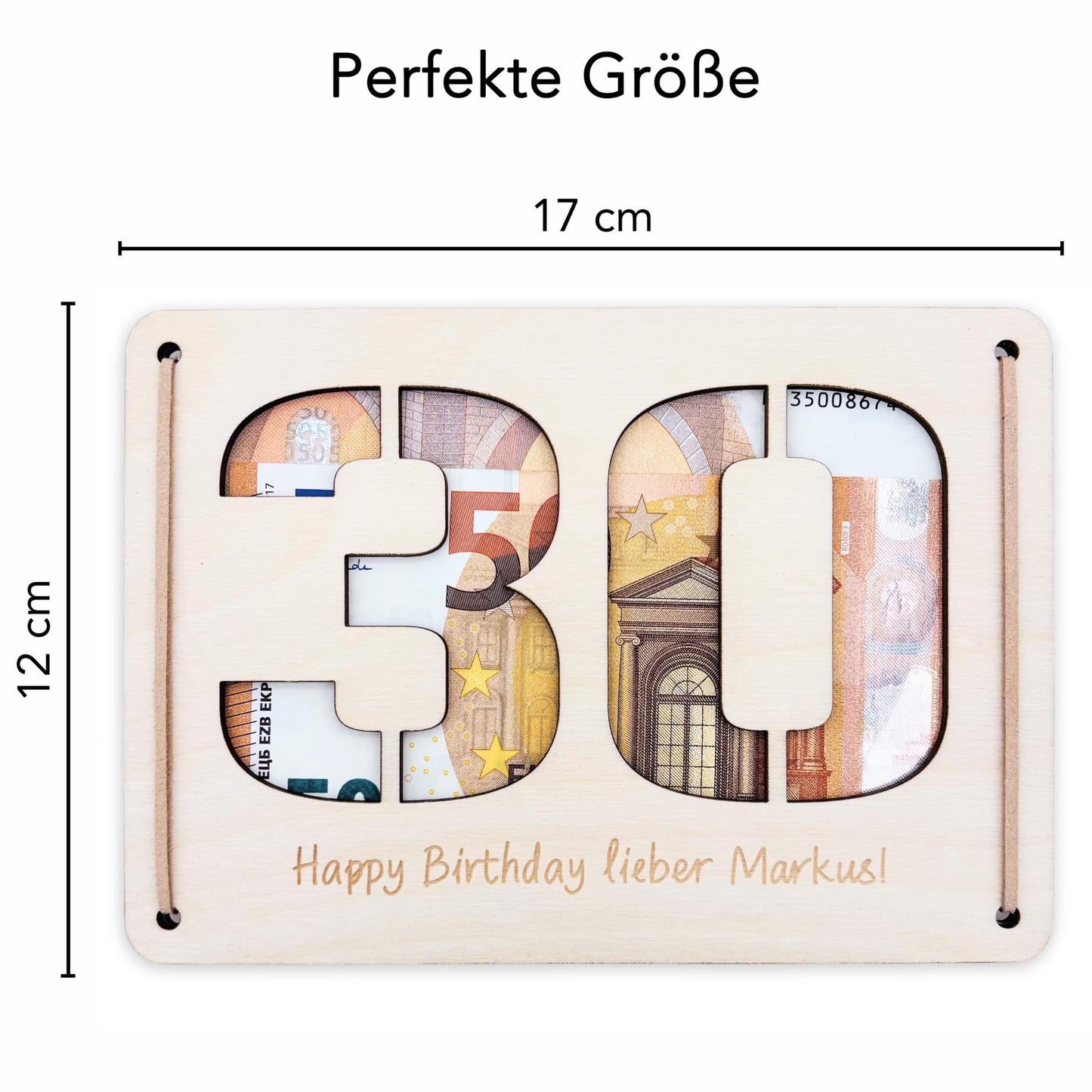 Geldgeschenk 30. Geburtstag personalisierte Geburtstagskarte Geldverpackung Verpackung Geld Geburtstagsgeschenk Geschenkkarte Holz 12x17 cm