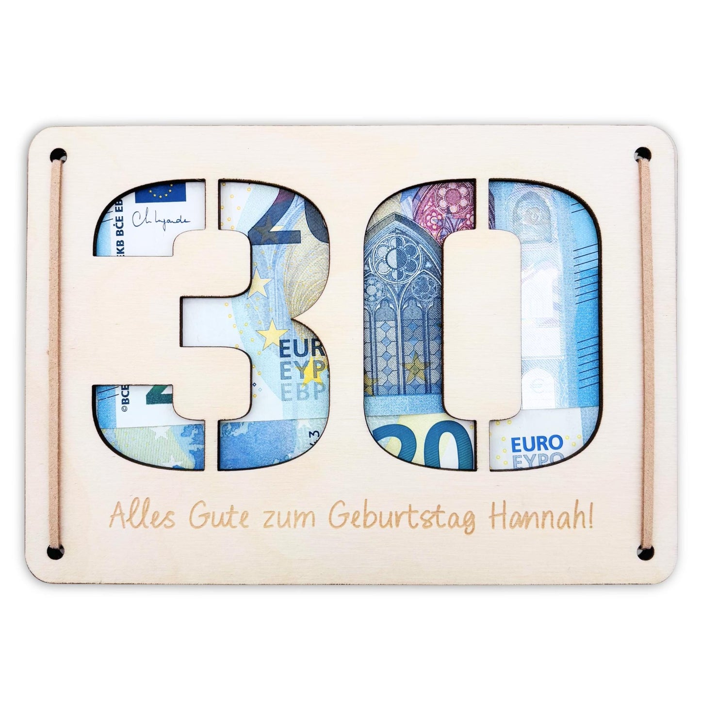 Geldgeschenk 30. Geburtstag personalisierte Geburtstagskarte Geldverpackung Verpackung Geld Geburtstagsgeschenk Geschenkkarte Holz 12x17 cm